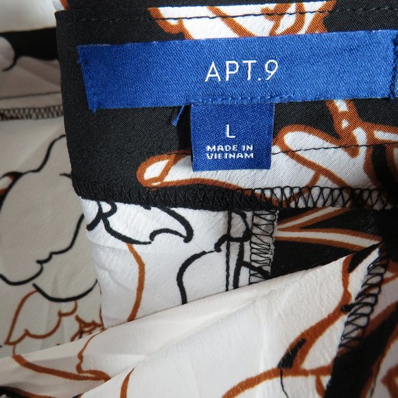 APT. 9 Women's Black Floral Front Slit Midi Skirt Decorative Buttons Size Large - Picture 5 of 10